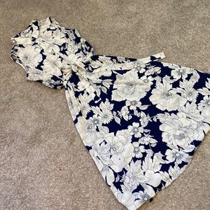 Navy and White Maxi. Graphic Floral Print.